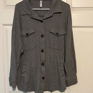 Zenana Gray Button-Up shacket